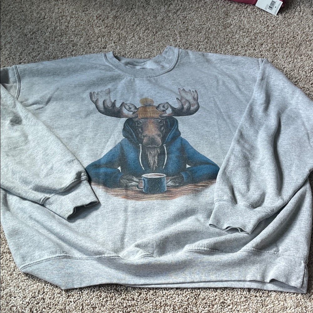 Gray Moose Graphic Men's Sweater